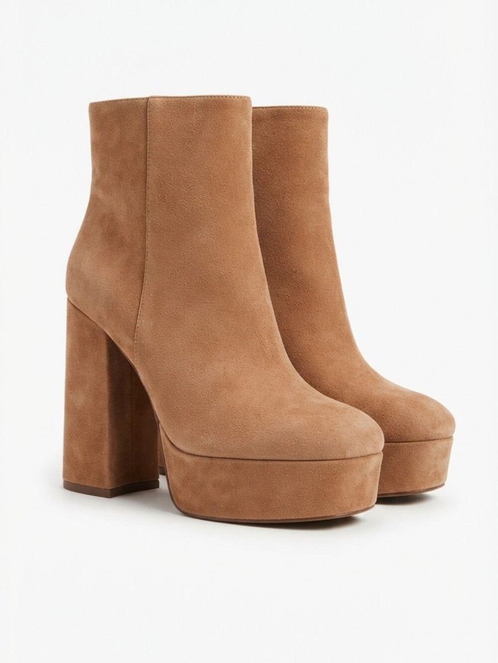 Coach Saddle Brown Suede Platform Block Heel Ankle Booties – Size 6.5